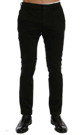 Costume National Black Slim Fit Cotton Stretch Pants -   -  Costume National.